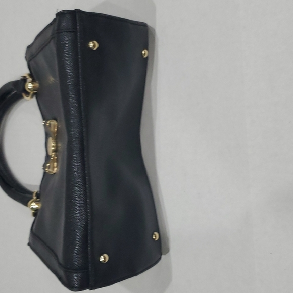 Lulu by Lulu Guiness Black Pebble Vinyl Bow Handbag - Picture 3 of 8